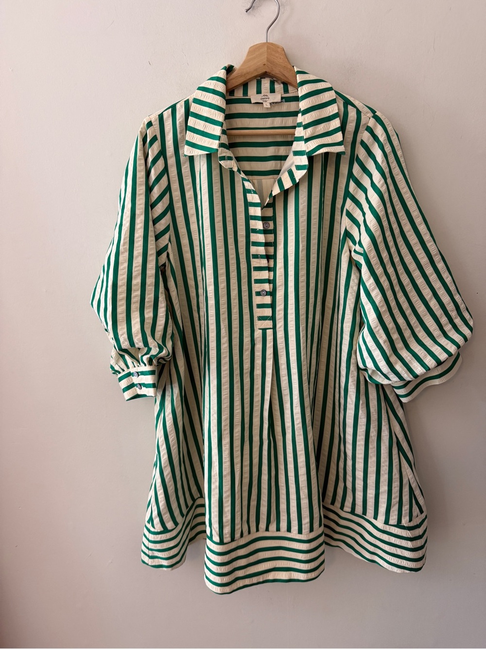 BUNDLE LOT Boutique Dresses - striped and solid SZ LARGE entro & shop mint (5) - Picture 5 of 11